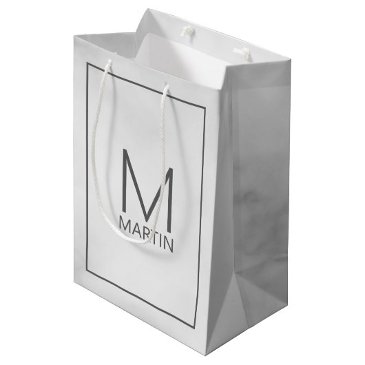 Moderne persoonlijke monogram en naam medium cadeauzakje (Voorkant Gekanteld)