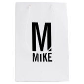 Moderne persoonlijke monogram en naam medium cadeauzakje (Voorkant)