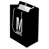 Moderne persoonlijke monogram en naam medium cadeauzakje (Voorkant Gekanteld)