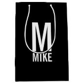 Moderne persoonlijke monogram en naam medium cadeauzakje (Voorkant)
