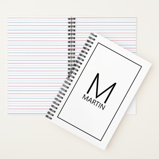 Moderne persoonlijke monogram en naam notitieboek (Binnen)