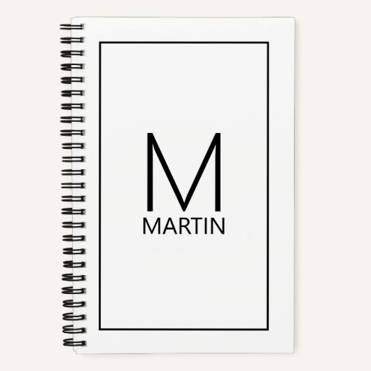 Moderne persoonlijke monogram en naam notitieboek (Voorkant)