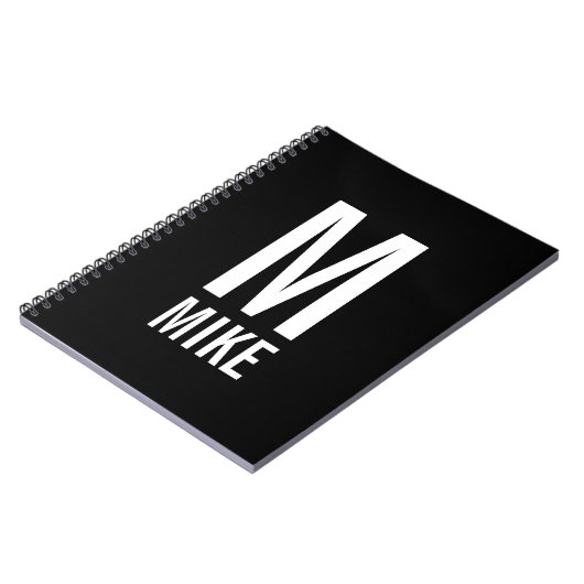 Moderne persoonlijke monogram en naam notitieboek (Linkerzijde)