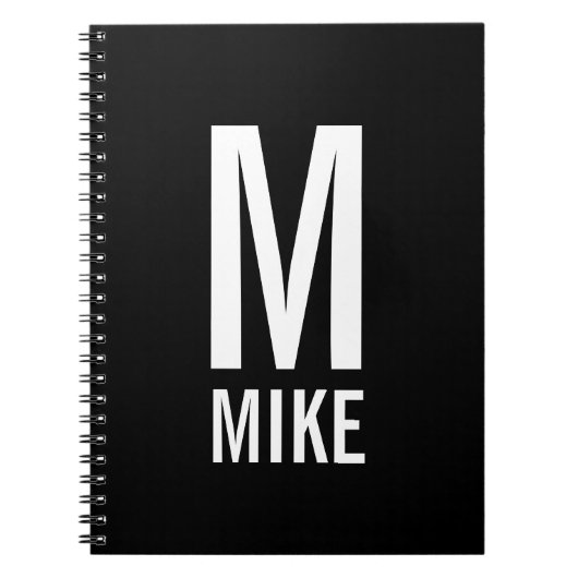 Moderne persoonlijke monogram en naam notitieboek (Voorkant)