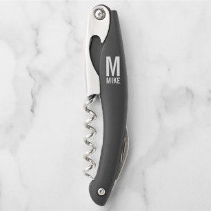 Moderne persoonlijke monogram en naam Oogst Kurkentrekker