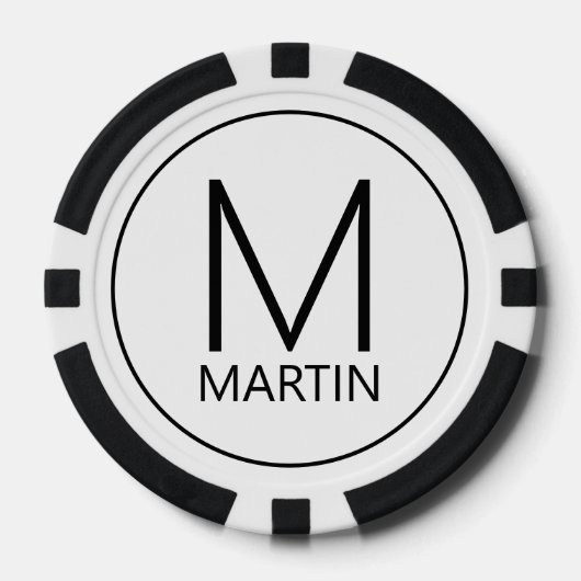 Moderne persoonlijke monogram en naam poker chips (Voorkant)