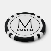 Moderne persoonlijke monogram en naam poker chips (Enkel)