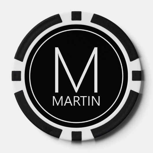 Moderne persoonlijke monogram en naam poker chips (Voorkant)