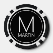 Moderne persoonlijke monogram en naam poker chips (Achterkant)