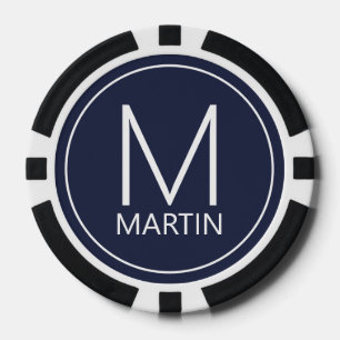 Moderne persoonlijke monogram en naam poker chips