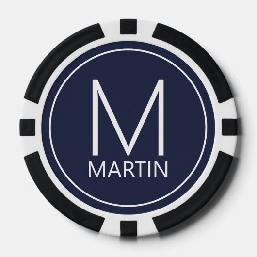 Moderne persoonlijke monogram en naam poker chips (Voorkant)