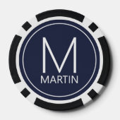 Moderne persoonlijke monogram en naam poker chips (Achterkant)