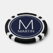 Moderne persoonlijke monogram en naam poker chips (Enkel)
