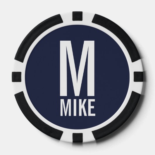 Moderne persoonlijke monogram en naam poker chips (Voorkant)