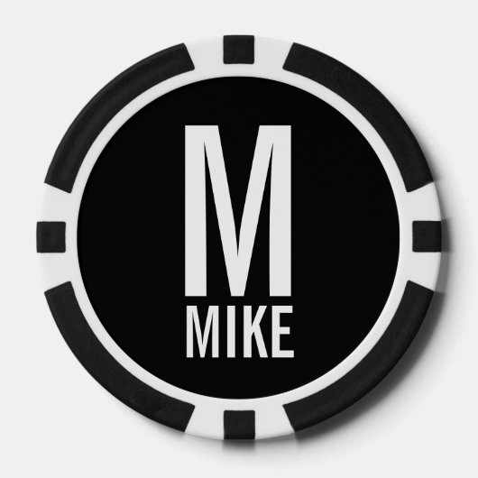 Moderne persoonlijke monogram en naam poker chips (Voorkant)