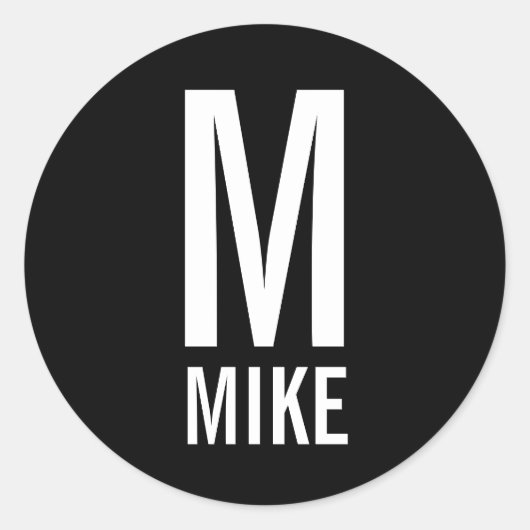 Moderne persoonlijke monogram en naam ronde sticker (Voorkant)