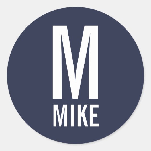 Moderne persoonlijke monogram en naam ronde sticker (Voorkant)