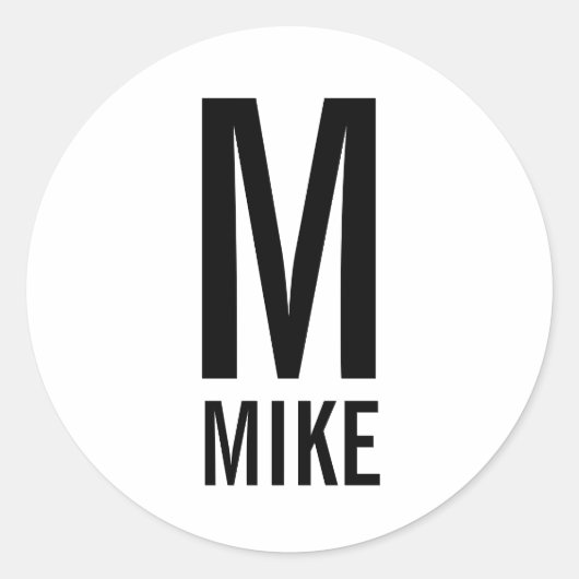 Moderne persoonlijke monogram en naam ronde sticker (Voorkant)