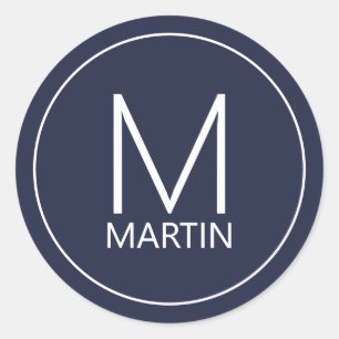 Moderne persoonlijke monogram en naam ronde sticker