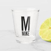 Moderne persoonlijke monogram en naam shot glas (Voorkant)