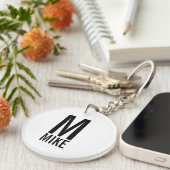 Moderne persoonlijke monogram en naam sleutelhanger (Voorkant Rechts)