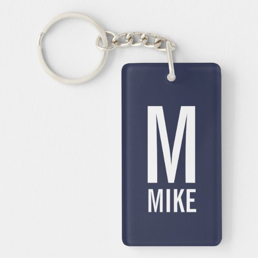 Moderne persoonlijke monogram en naam sleutelhanger (Voorkant)
