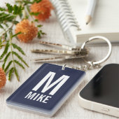 Moderne persoonlijke monogram en naam sleutelhanger (Voorkant Rechts)