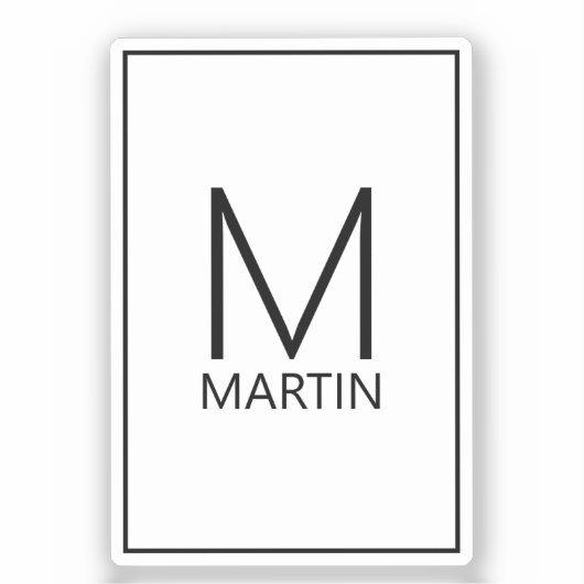 Moderne persoonlijke monogram en naam sticker (Voorkant)