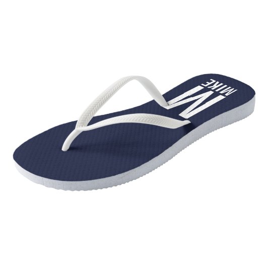 Moderne persoonlijke monogram en naam teenslippers (Schuin)