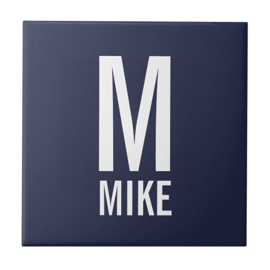 Moderne persoonlijke monogram en naam tegeltje (Voorkant)