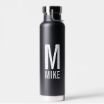Moderne persoonlijke monogram en naam waterfles<br><div class="desc">Modern Monogram ontwerp met gepersonaliseerde monogram en naam in moderne, vette sans serif letterstijl. Perfect geschenk voor vader, man, grootouders en nog veel meer.</div>