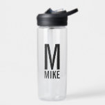 Moderne persoonlijke monogram en naam waterfles<br><div class="desc">Modern Monogram ontwerp met gepersonaliseerde monogram en naam in moderne, vette sans serif letterstijl. Perfect geschenk voor vader, man, grootouders en nog veel meer.</div>