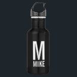 Moderne persoonlijke monogram en naam waterfles<br><div class="desc">Moderne monogram ontwerp met gepersonaliseerde monogram en naam in moderne vetgedrukte sans serif doopvontstijl.

Perfecte gave voor vader,  man,  vriend en nog veel meer</div>