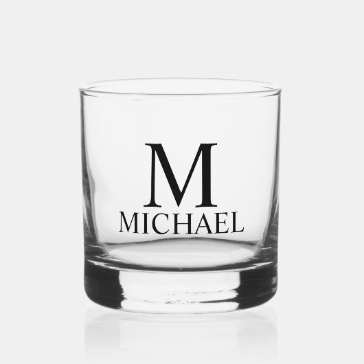 Moderne persoonlijke monogram en naam whisky glas (Voorkant)