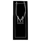 Moderne persoonlijke monogram en naam wijn cadeautas (Voorkant)