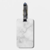 Moderne persoonlijke monogram en naam witte marmer bagagelabel (Achterkant verticaal)