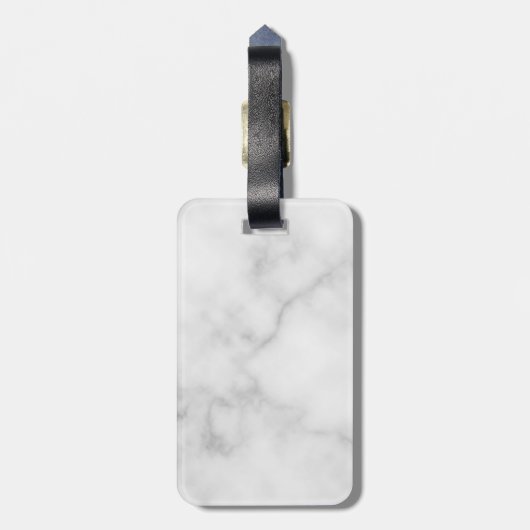 Moderne persoonlijke monogram en naam witte marmer bagagelabel (Achterkant verticaal)