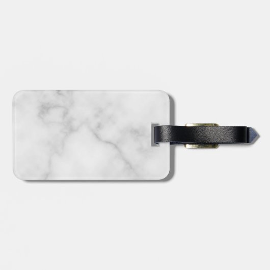 Moderne persoonlijke monogram en naam witte marmer bagagelabel (Achterkant horizontaal)