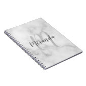 Moderne persoonlijke monogram en naam witte marmer notitieboek (Rechterzijde)