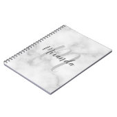 Moderne persoonlijke monogram en naam witte marmer notitieboek (Linkerzijde)