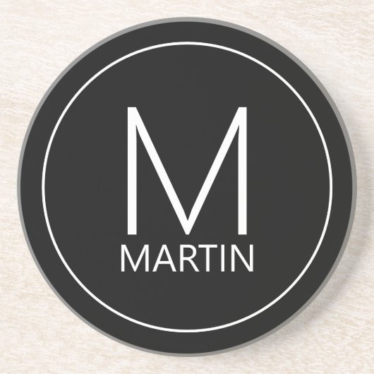 Moderne persoonlijke monogram en naam zandsteen onderzetter (Voorkant)