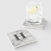 Moderne persoonlijke monogram marmer stenen onderzetter (Zijkant)