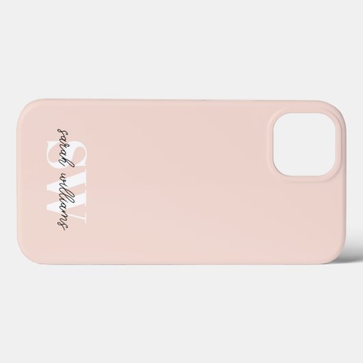Moderne persoonlijke monogram naam Roze Case-Mate iPhone Case (Achterkant (horizontaal))