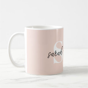 Moderne persoonlijke monogram naam Roze Koffiemok
