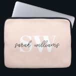 Moderne persoonlijke monogram naam Roze Laptop Sleeve<br><div class="desc">Moderne speciale monogram met roze laptophoes</div>