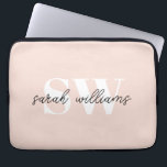Moderne persoonlijke monogram naam Roze Laptop Sleeve<br><div class="desc">Moderne speciale monogram met roze laptophoes</div>