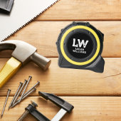 Moderne persoonlijke monogram naam zwart rolmaat