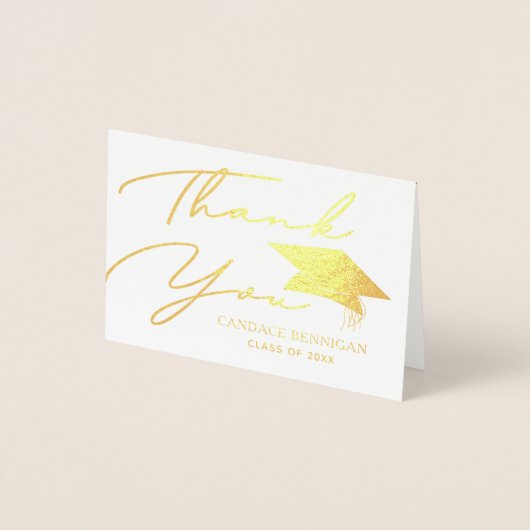 Moderne persoonlijke naam Afstuderen Foto bedankt Folie Kaarten (Voorkant)