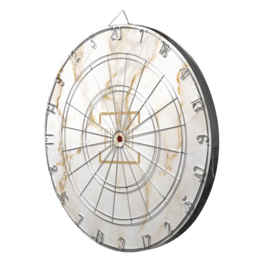 Moderne persoonlijke naam Gold Effect Marble Dartbord (Voorkant Rechts)