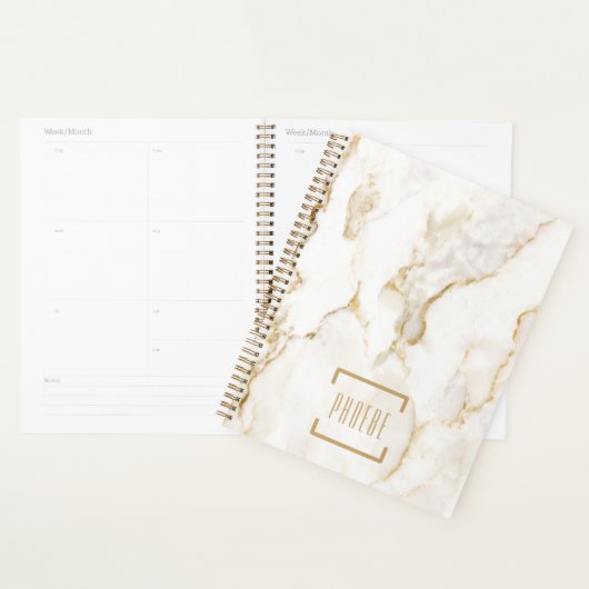 Moderne persoonlijke naam Gold Effect Marble Planner (Display)